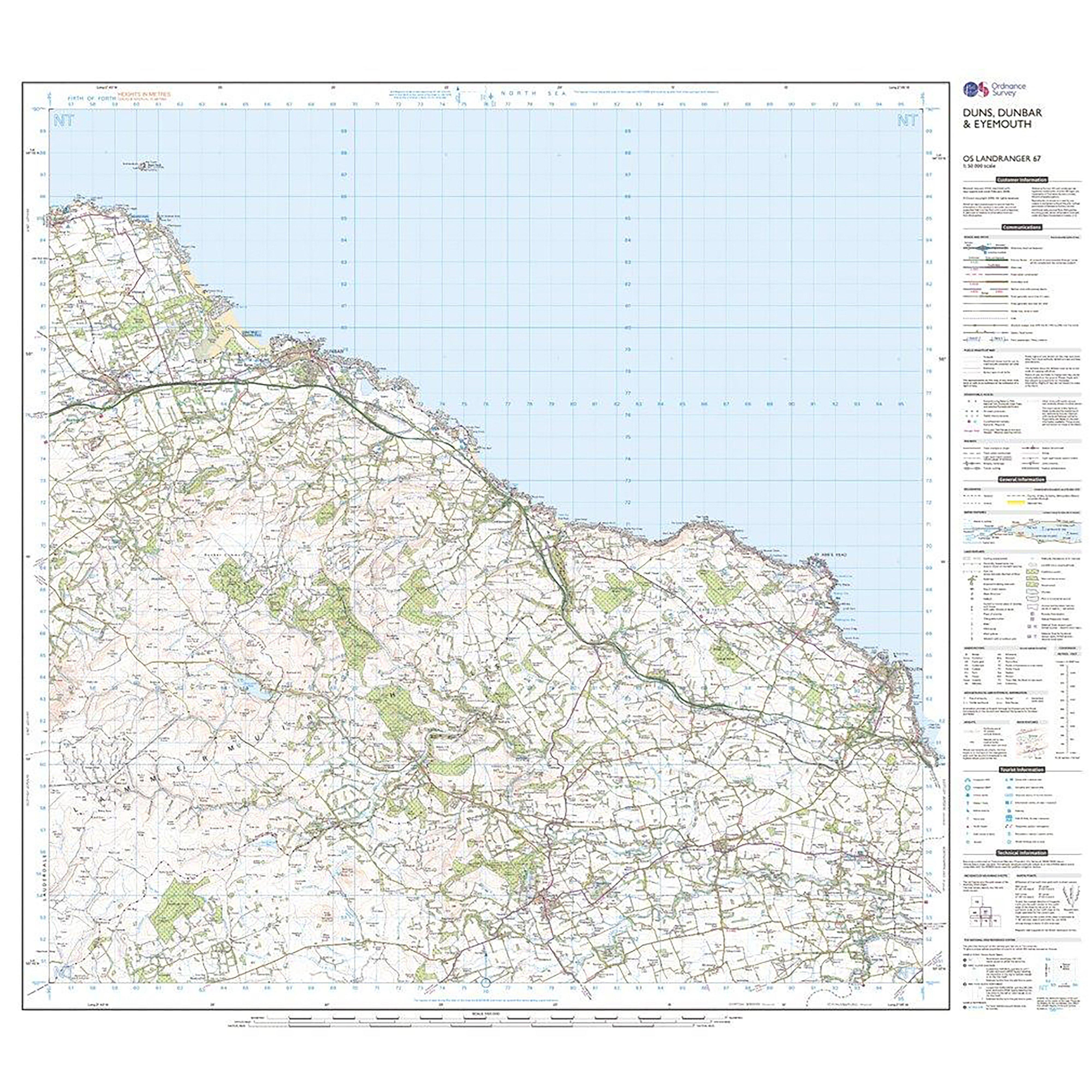 Landranger Active 67 Duns, Dunbar & Eyemouth Map With Digital Version
