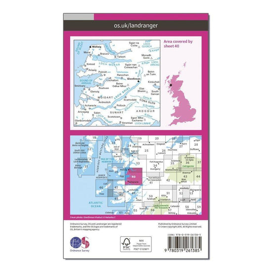 Landranger 40 Mallaig & Glenfinnan, Loch Shiel Map With Digital Version