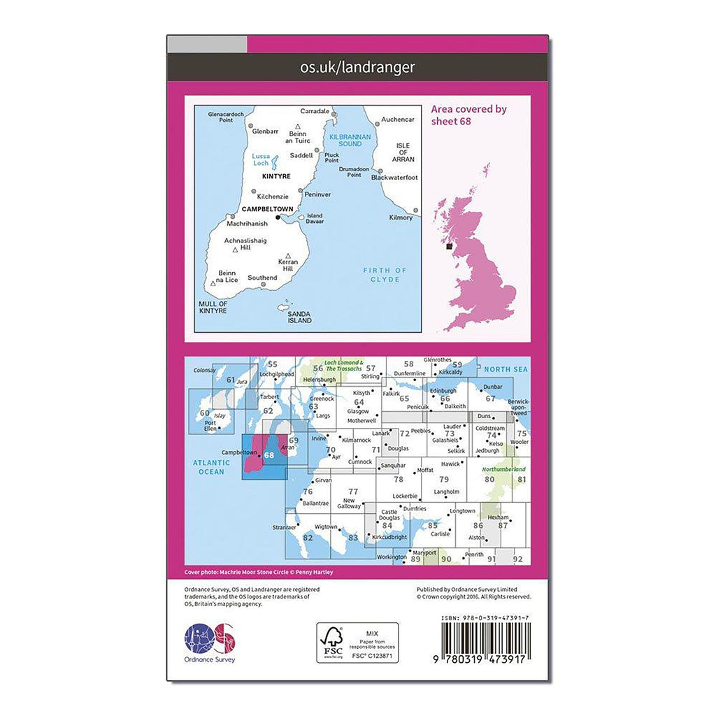 Landranger Active 68 South Kintyre & Campbeltown Map With Digital Version
