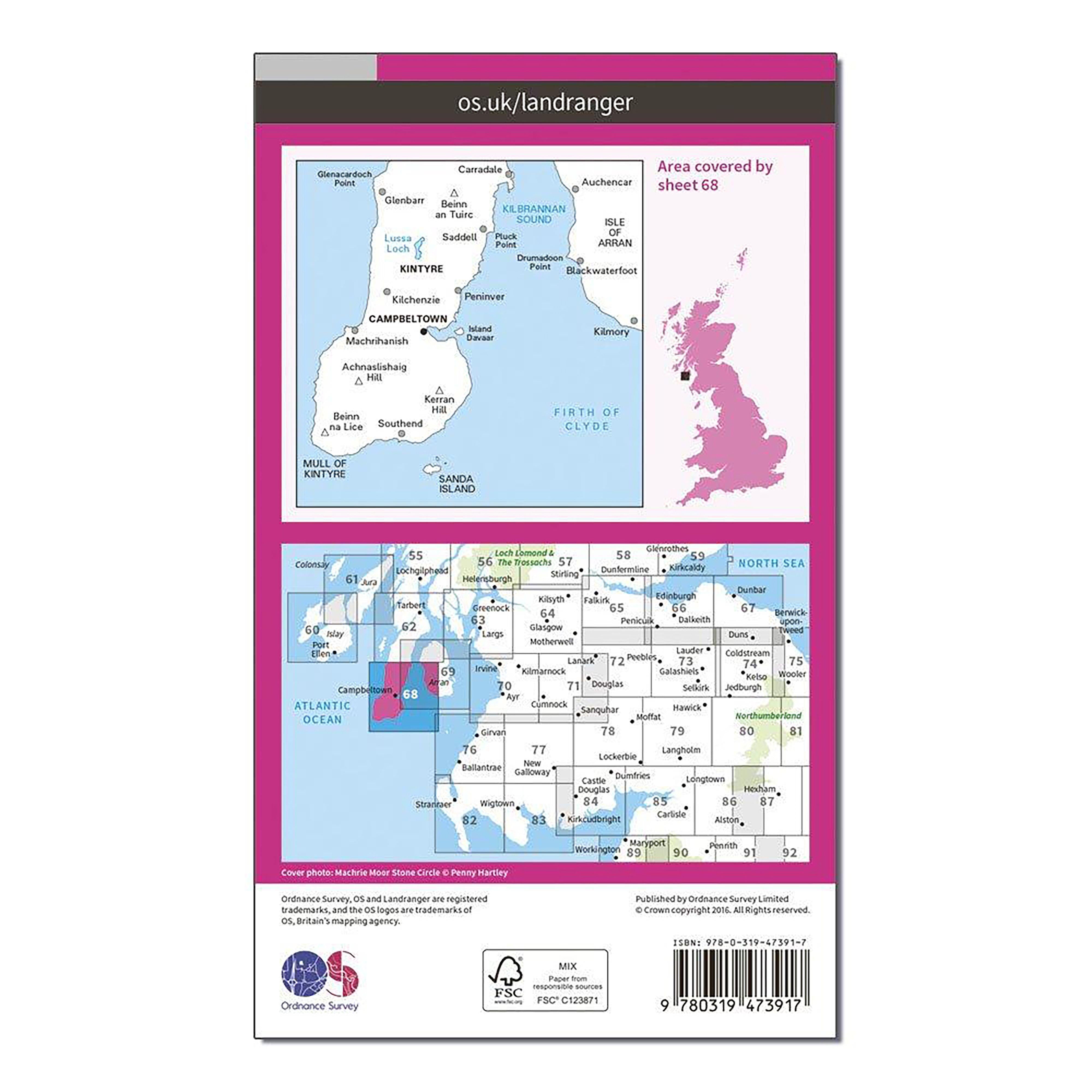 Landranger Active 68 South Kintyre & Campbeltown Map With Digital Version