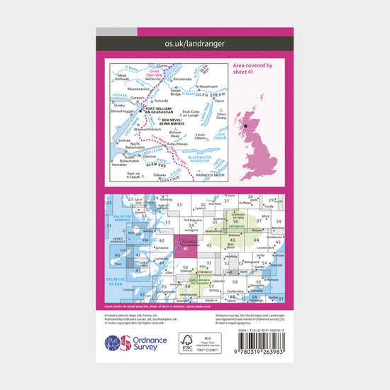 Landranger 41 Ben Nevis, Fort William & Glen Coe Map With Digital Version