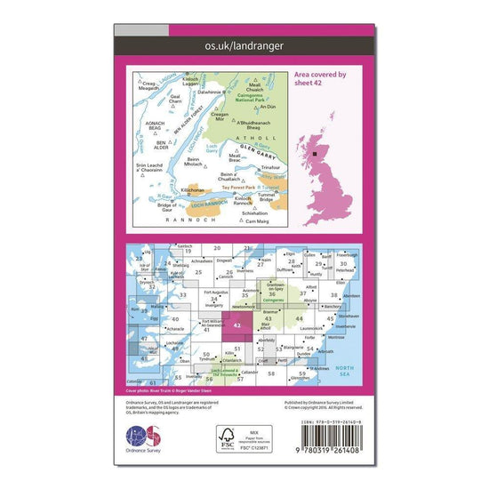 Landranger 42 Glen Garry  Loch Rannoch Map With Digital Version
