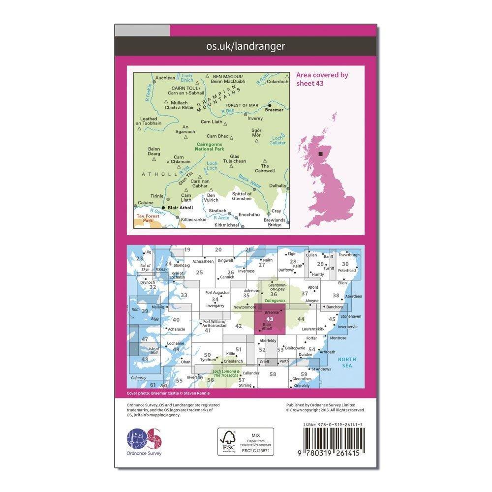 Landranger 43 Braemar  Blair Atholl Map With Digital Version