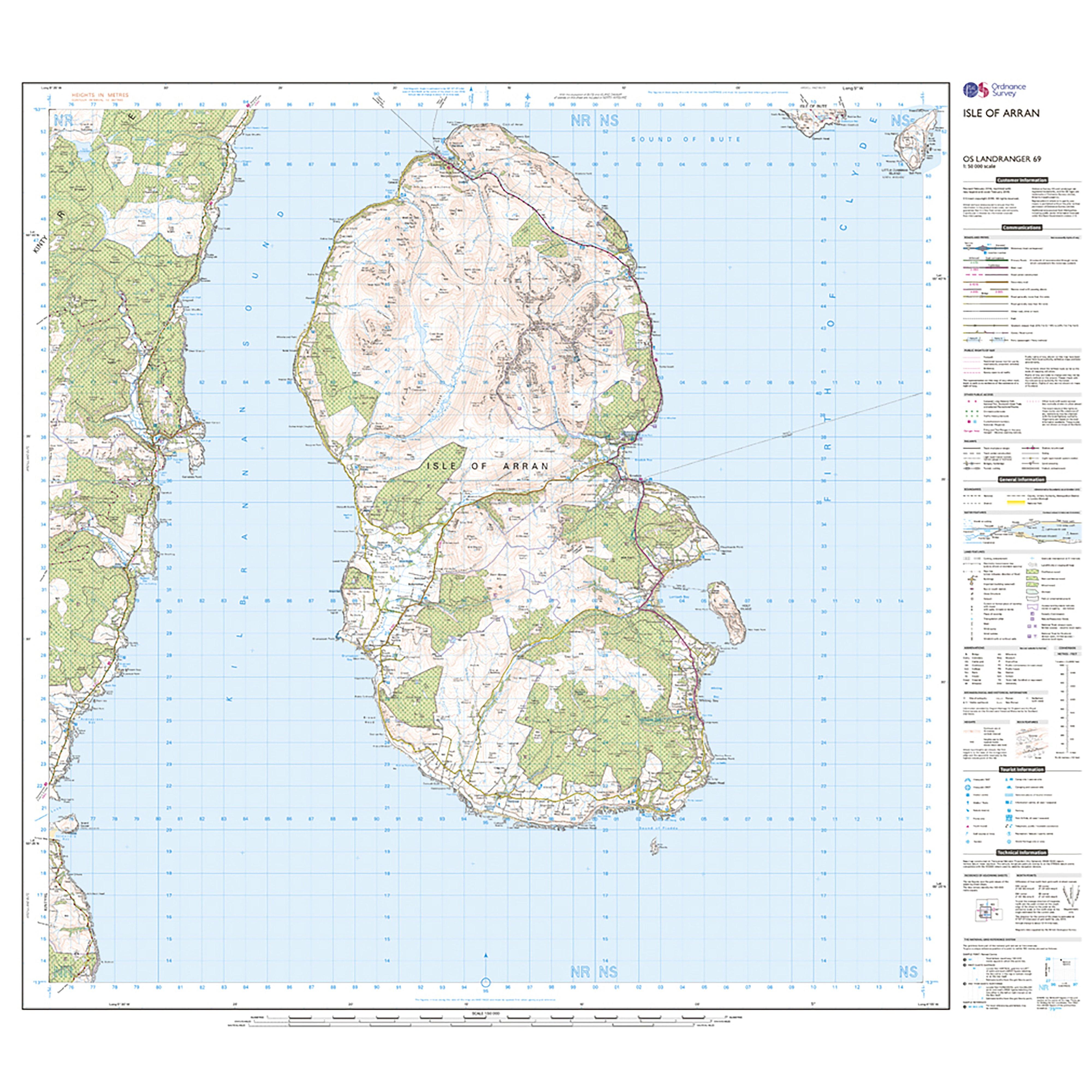 Landranger Active 69 Isle of Arran Map With Digital Version