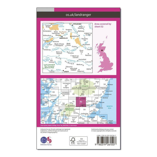 Landranger 52 Pitlochry & Crieff Map With Digital Version
