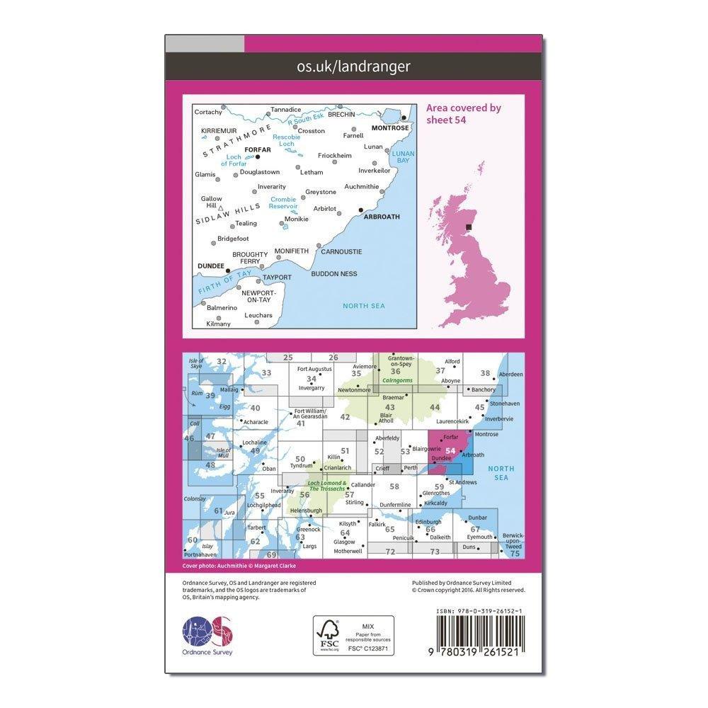 Landranger 54 Dundee  Montrose Forfar  Arbroath Map With Digital Version