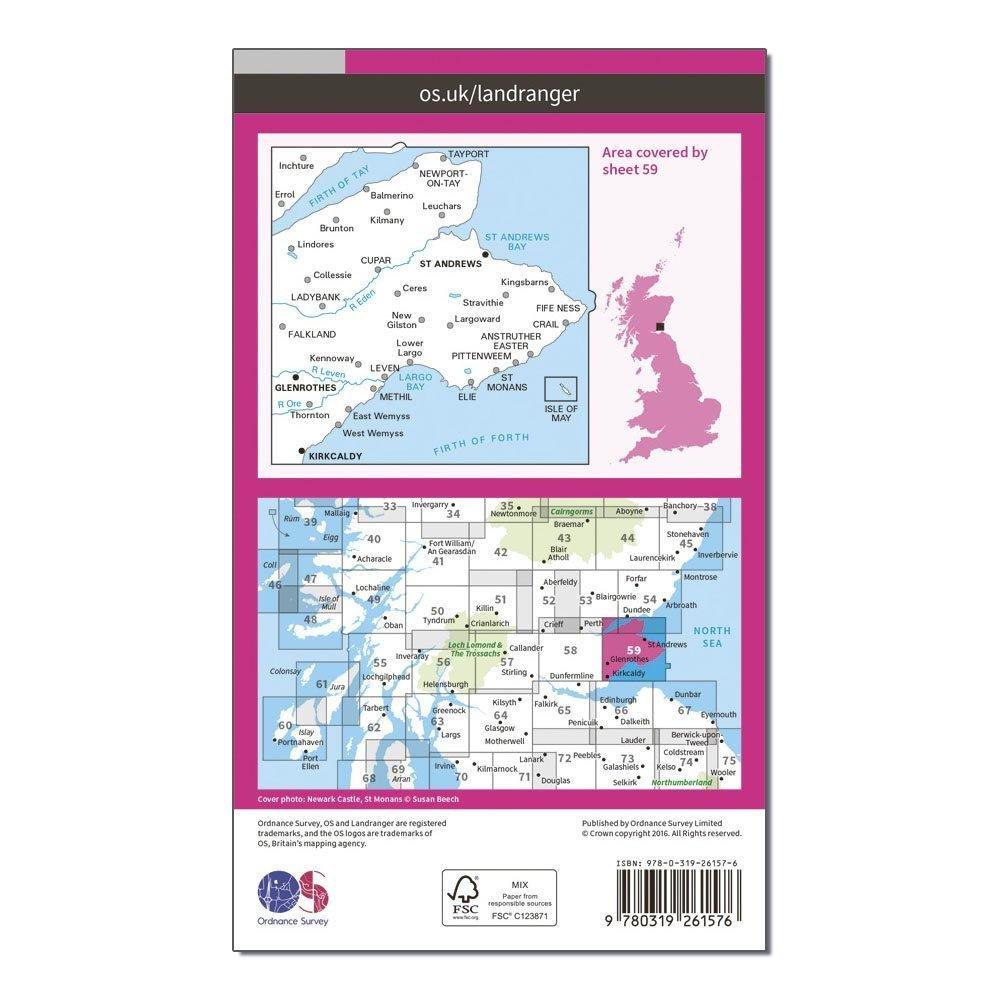 Landranger 59 St Andrews, Kirkcaldy & Glenrothes Map With Digital Version