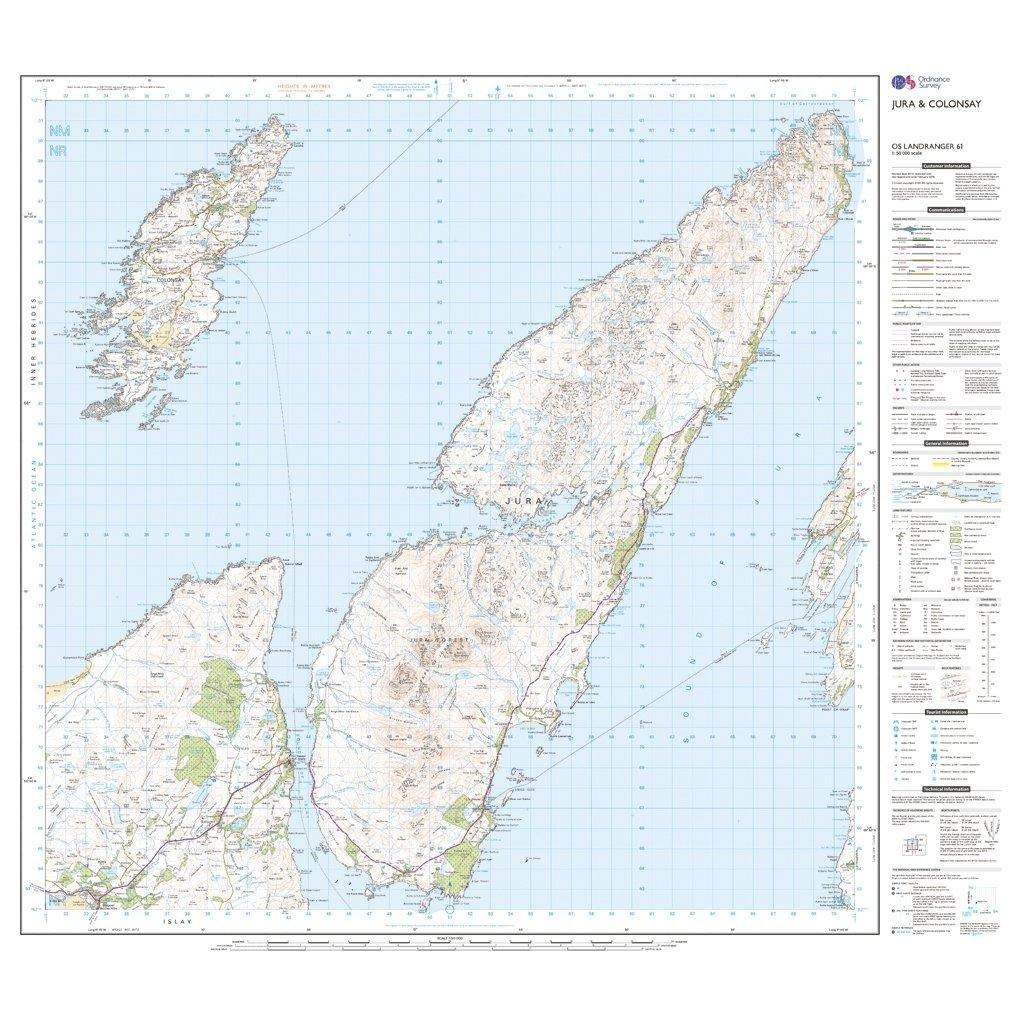 Landranger 61 Jura & Colonsay Map With Digital Version