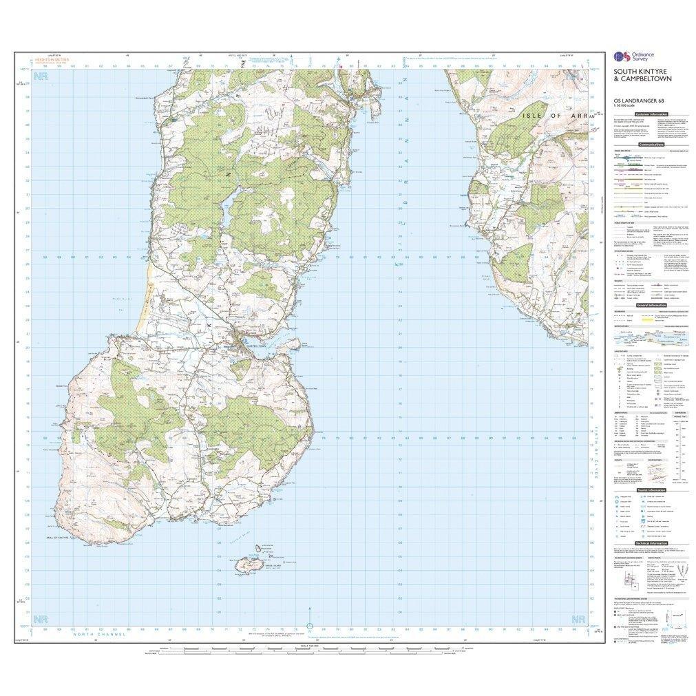 Landranger 68 South Kintyre & Campbeltown Map With Digital Version