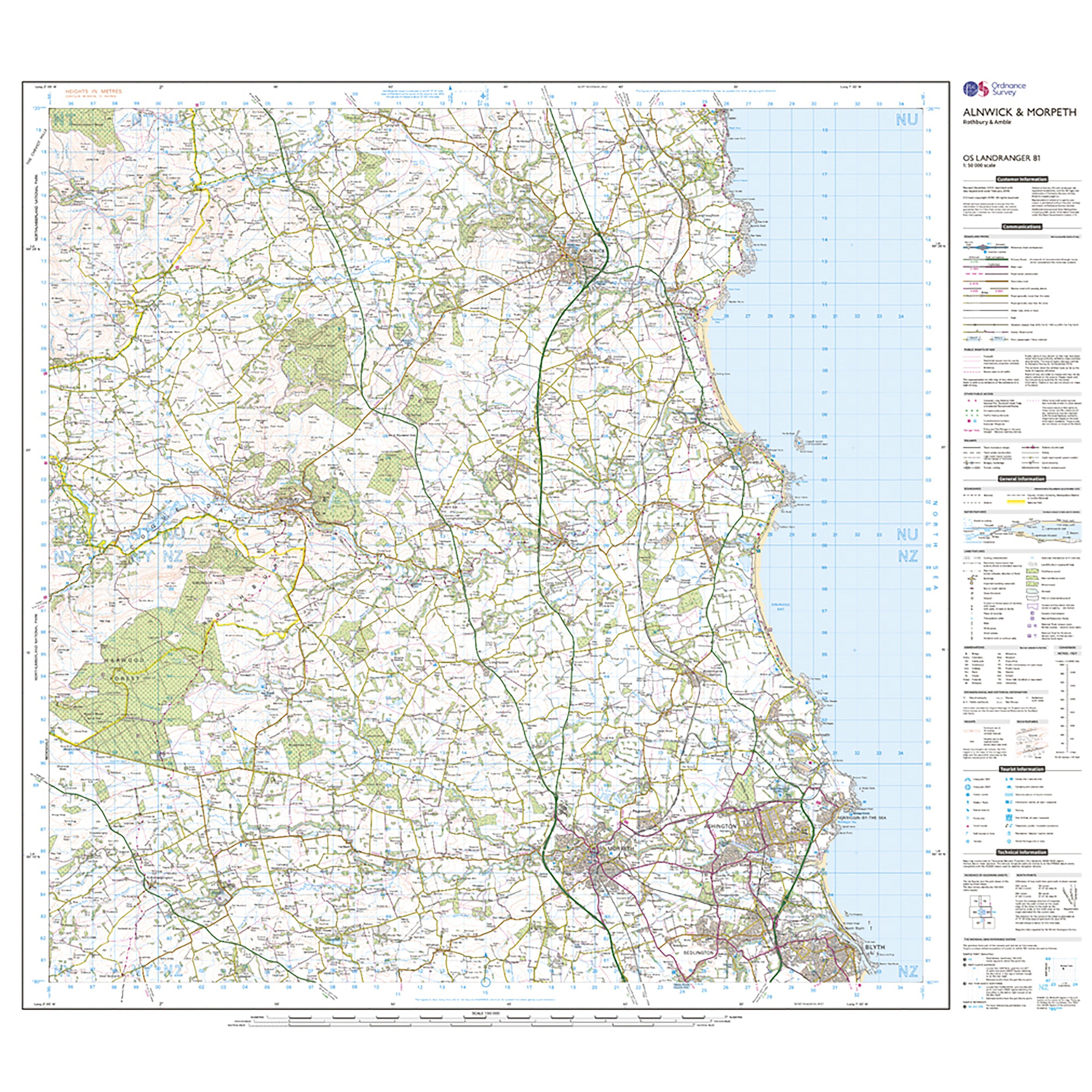 Landranger Active 81 Alnwick & Morpeth, Rothbury & Amble Map With Digital Version