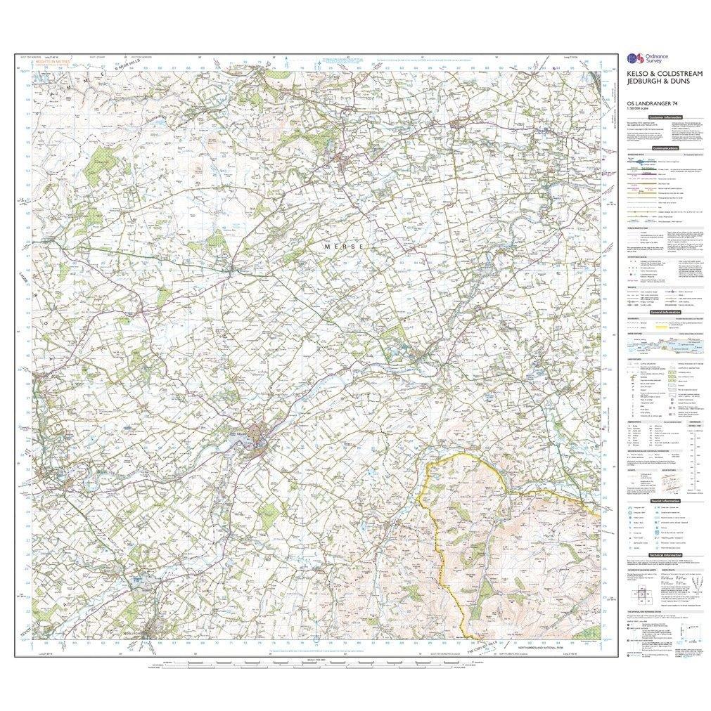 Landranger 74 Kelso  Coldstream Jedburgh  Duns Map With Digital Version