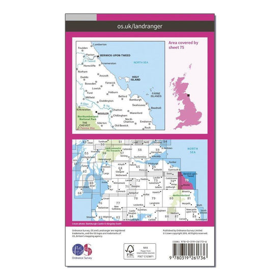 Landranger 75 Berwick-upon-Tweed Map With Digital Version
