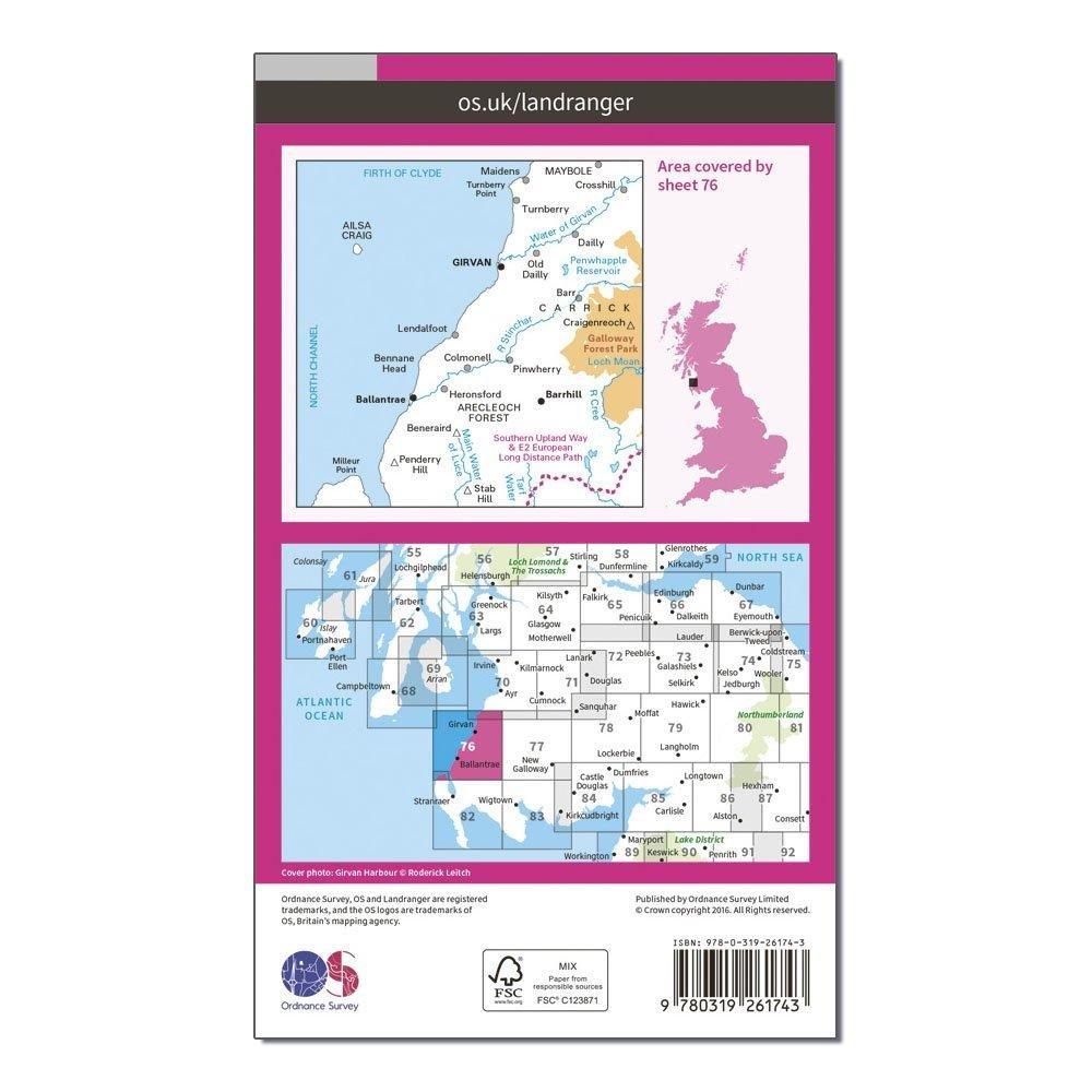 Landranger 76 Girvan, Ballantrae & Barrhill Map With Digital Version