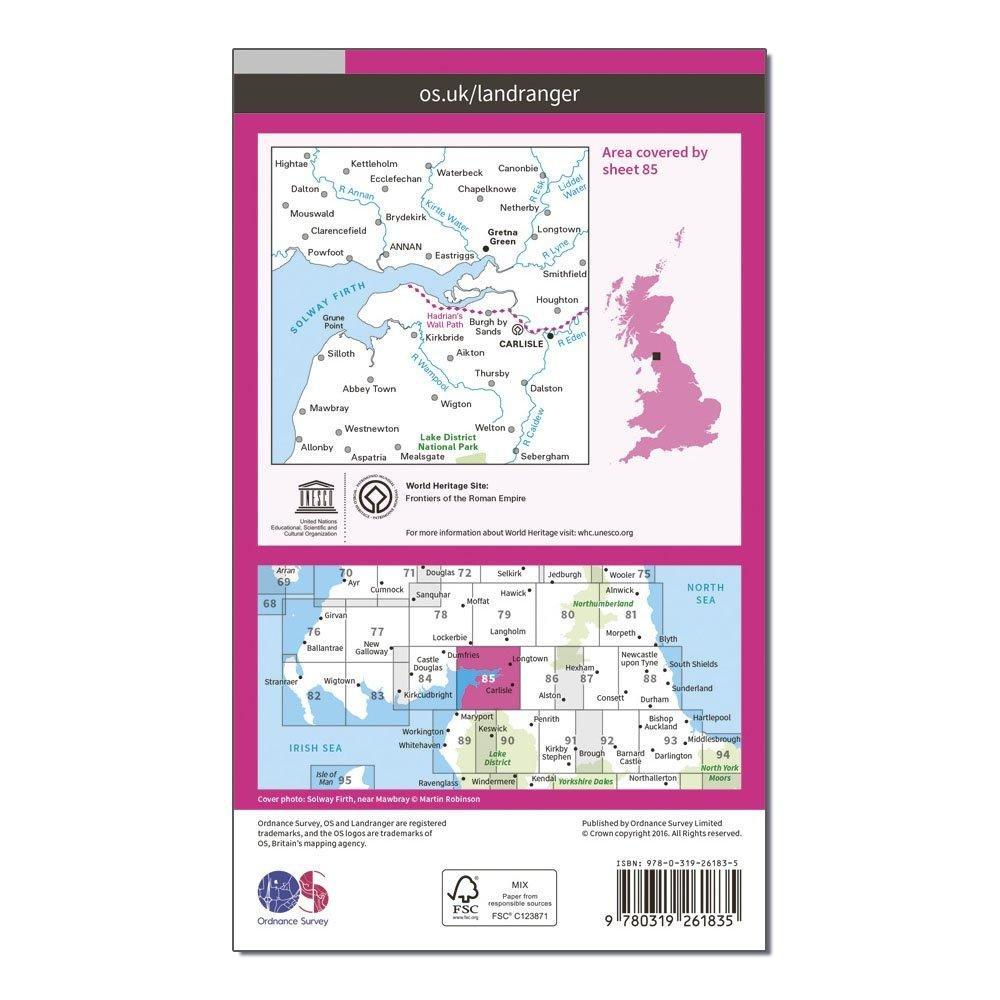 Landranger 85 Carlisle & Solway Firth, Gretna Green Map With Digital Version