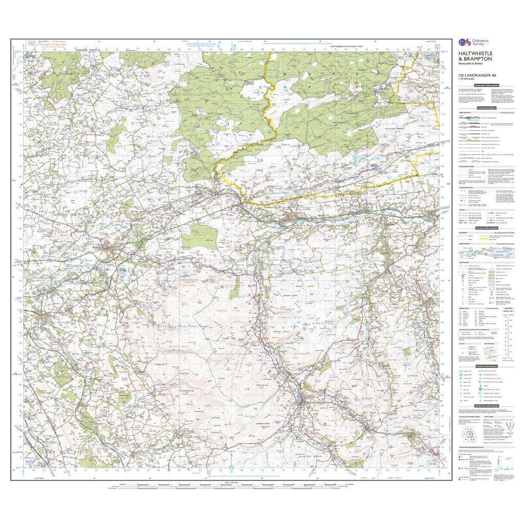 Landranger 86 Haltwhistle  Brampton Bewcastle  Alston Map With Digital Version
