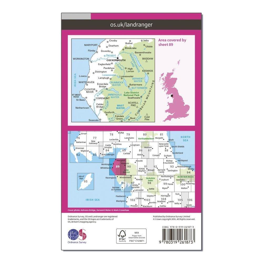 Landranger 89 West Cumbria, Cockermouth & Wast Water Map With Digital Version
