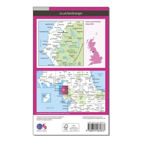 Landranger 89 West Cumbria, Cockermouth & Wast Water Map With Digital Version