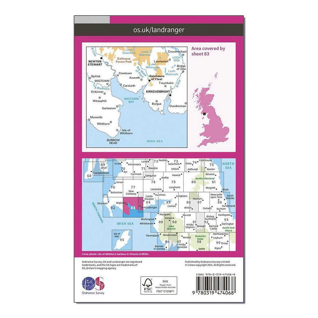 Landranger Active 83 Newton Stewart & Kirkcudbright, Gatehouse of Fleet Map With Digital Version