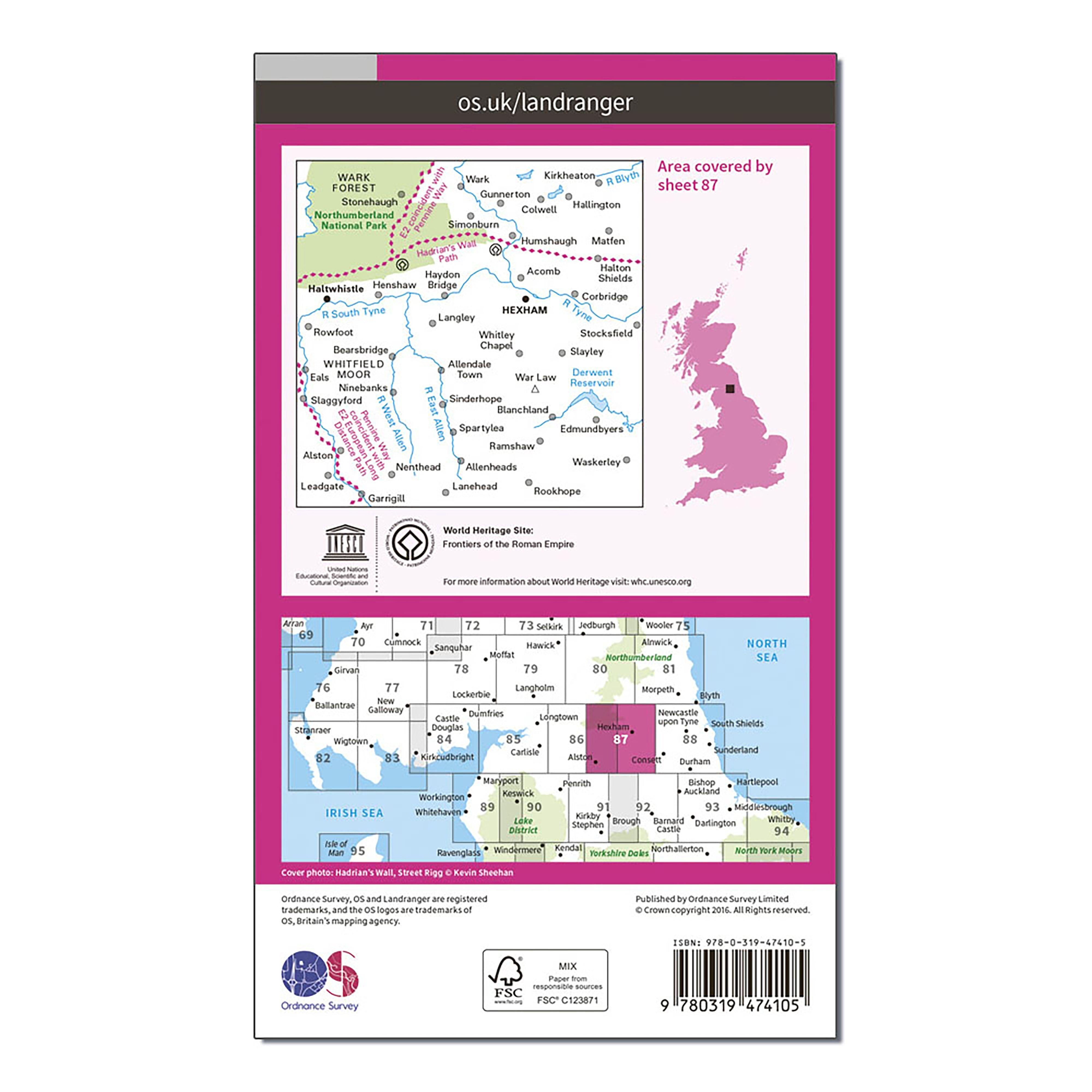 Landranger Active 87 Hexham  Haltwhistle Map With Digital Version