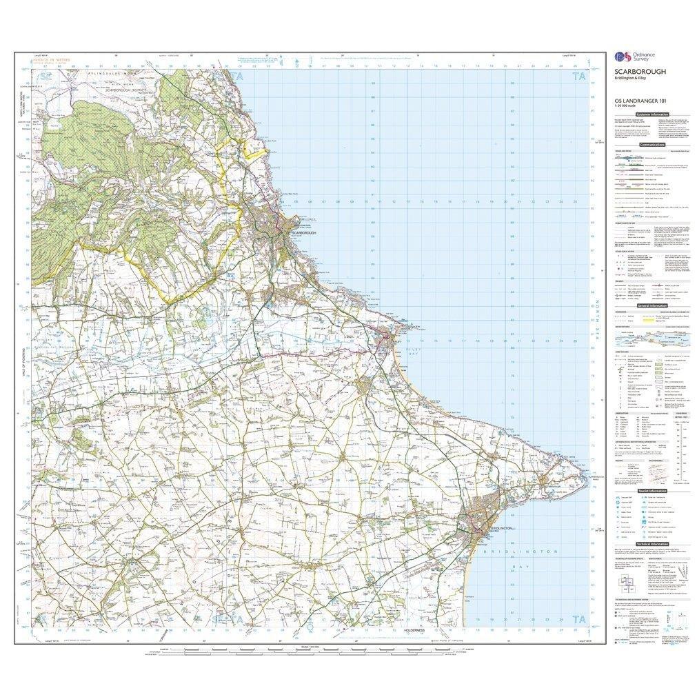 Landranger 101 Scarborough, Bridlington & Filey Map With Digital Version