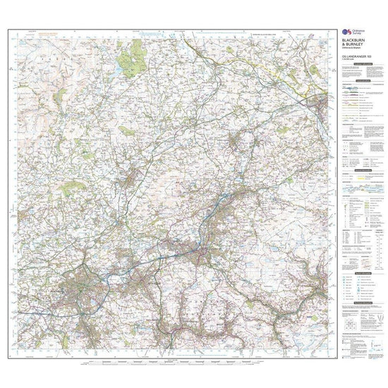 Landranger 103 Blackburn & Burnley, Clitheroe & Skipton Map With Digital Version