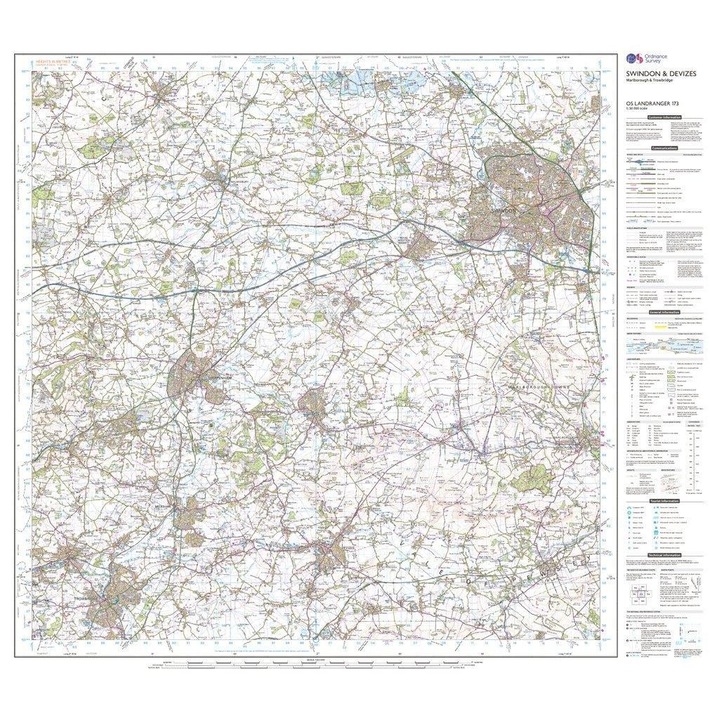 Landranger 173 Swindon & Devizes, Marlborough & Trowbridge Map With Digital Version