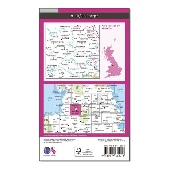 Landranger 109 Manchester, Bolton & Warrington Map With Digital Version