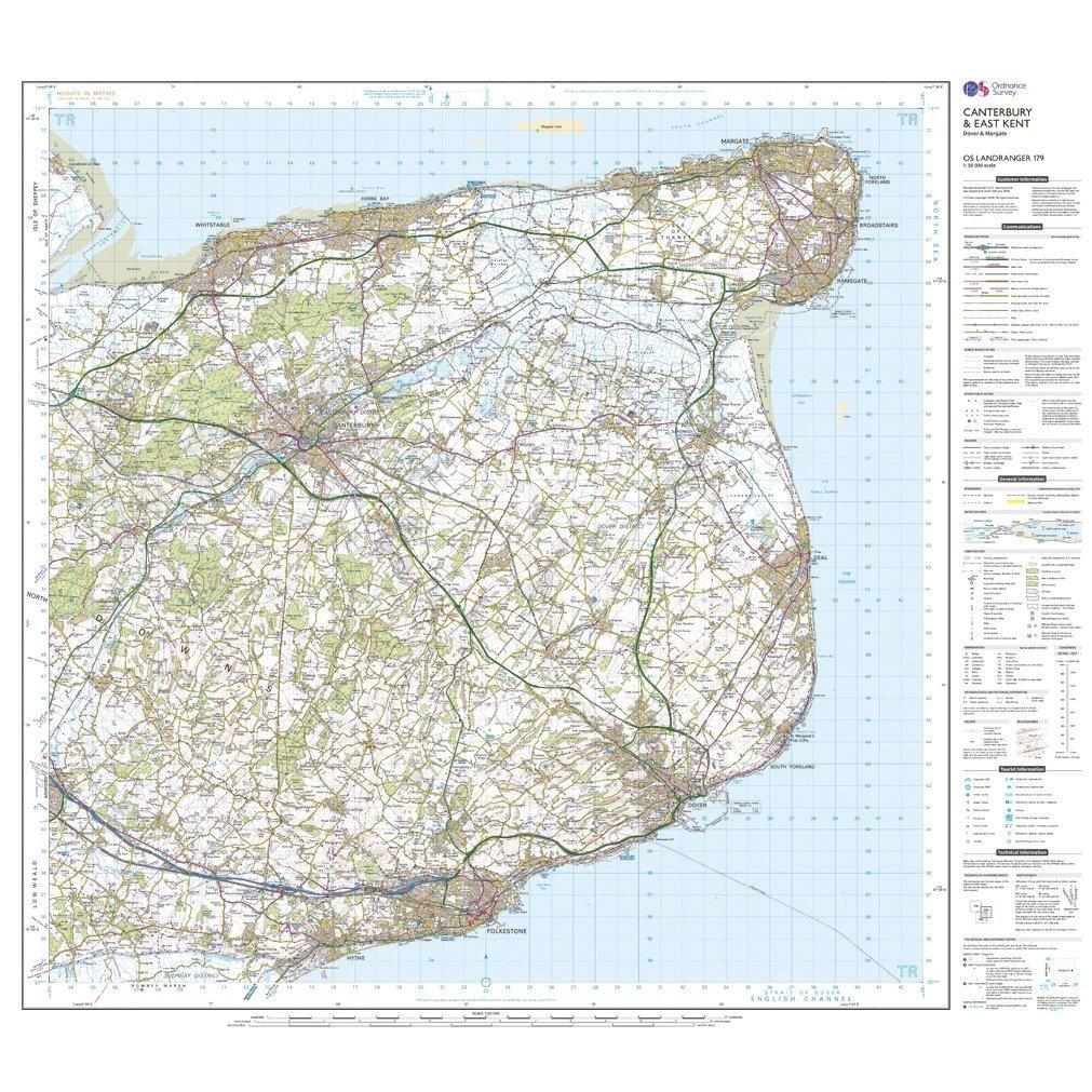 Landranger 179 Canterbury & East Kent, Dover & Margate Map With Digital Version