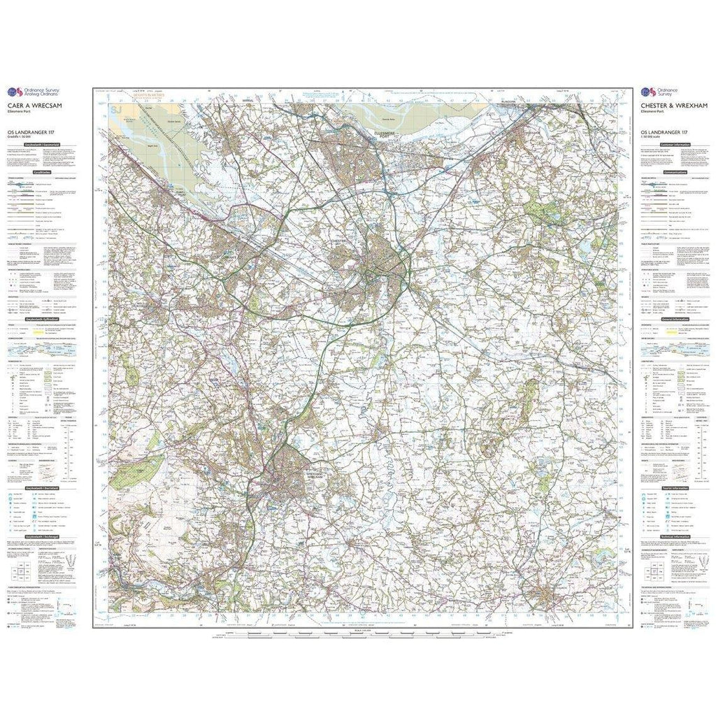 Landranger 117 Chester & Wrexham, Ellesmere Port Map With Digital Version