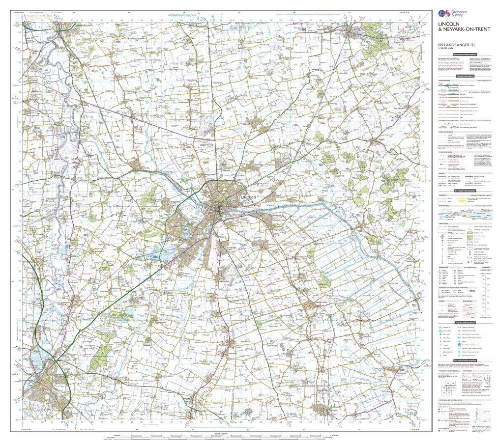 Landranger 121 Lincoln & Newark-on-Trent Map With Digital Version