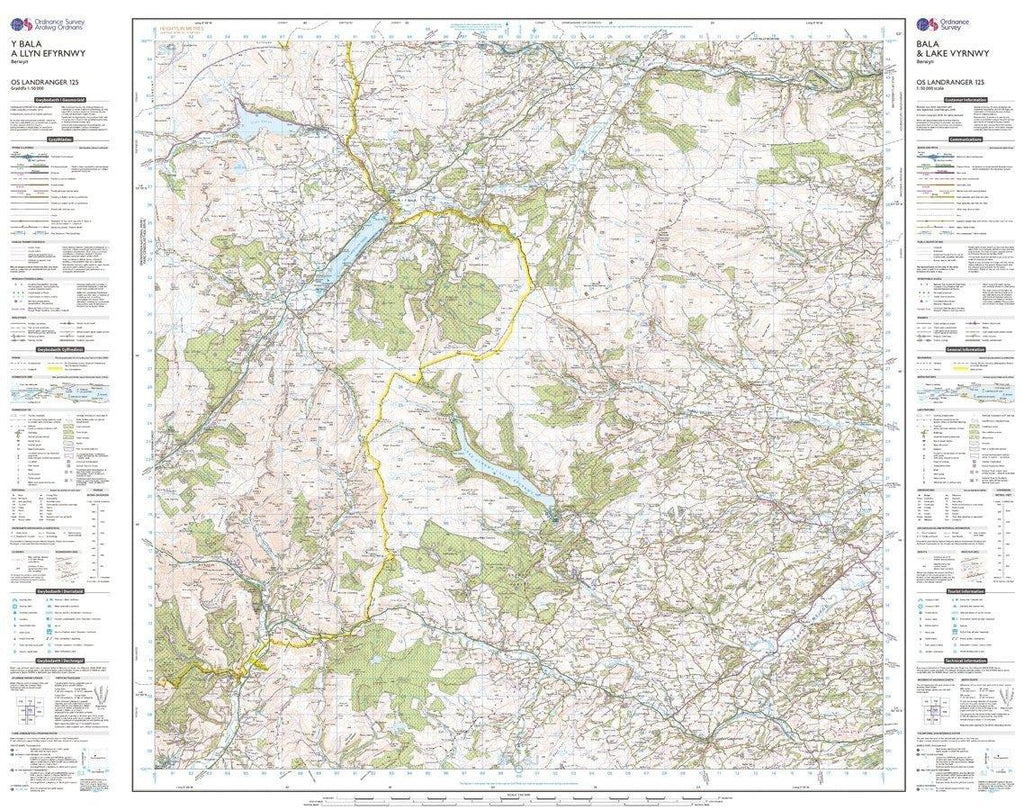 Landranger 125 Bala & Lake Vyrnwy, Berwyn Map With Digital Version