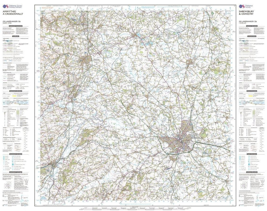 Landranger 126 Shrewsbury & Oswestry Map With Digital Version