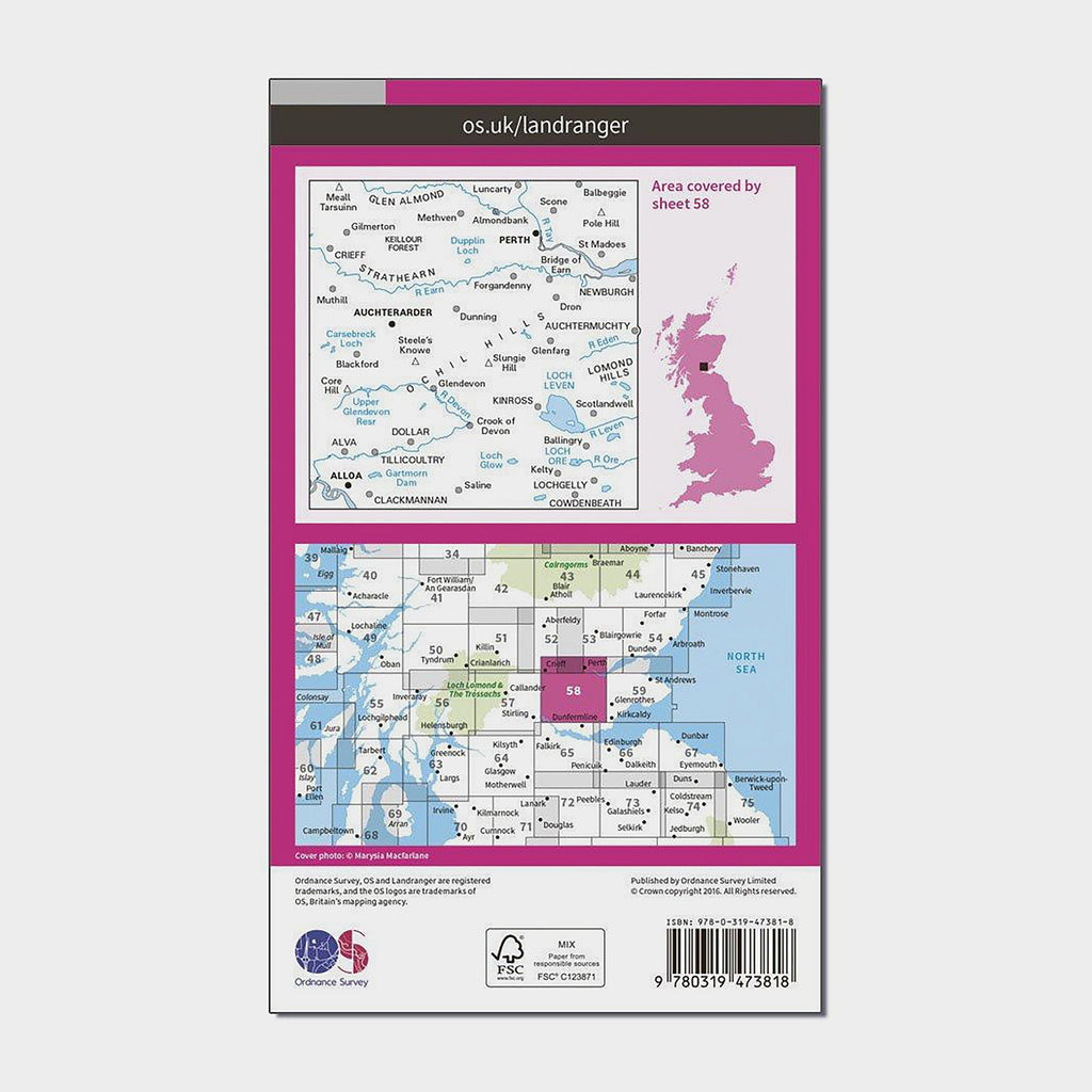 Landranger Active 58 Perth and Alloa Map with Digital Version