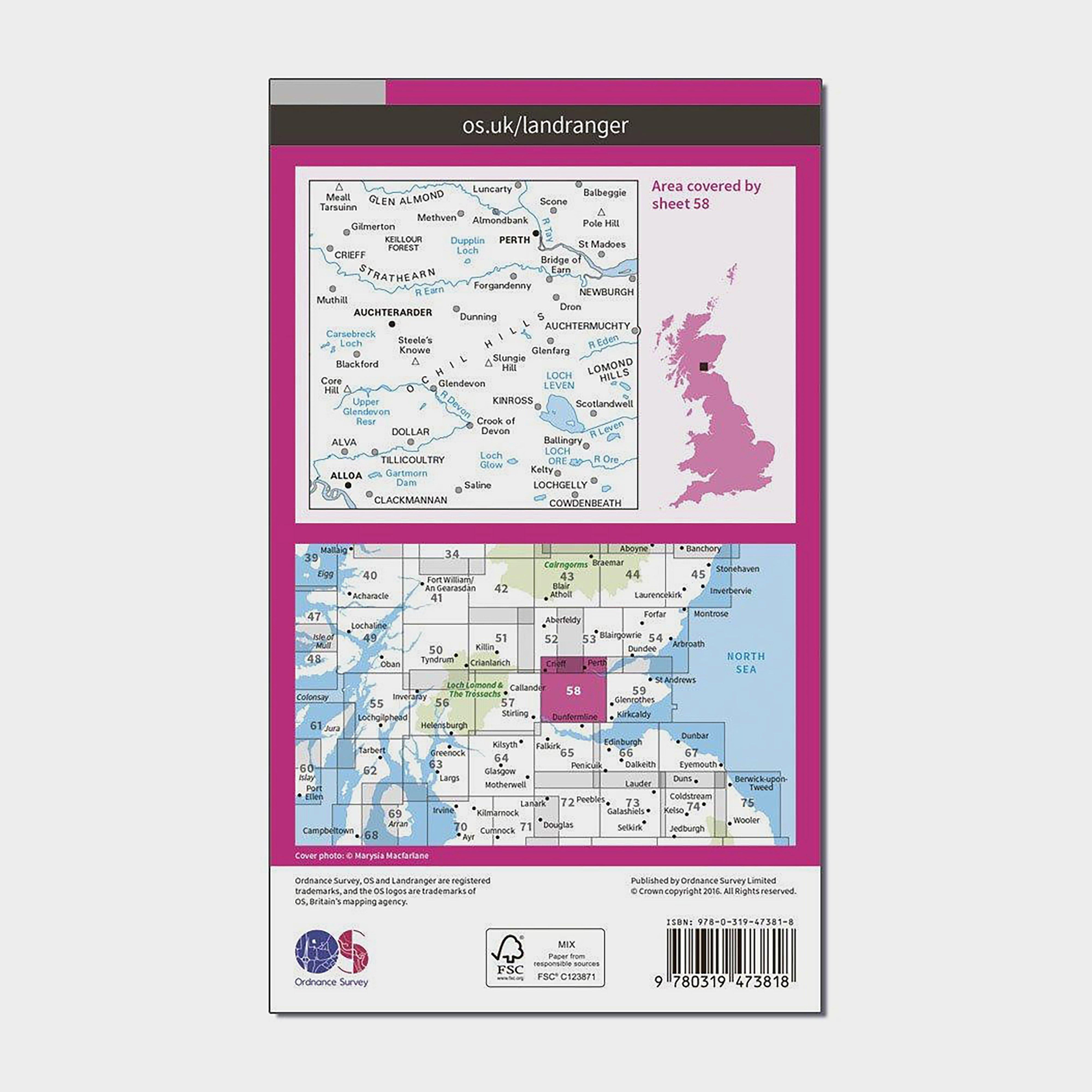 Landranger Active 58 Perth and Alloa Map with Digital Version