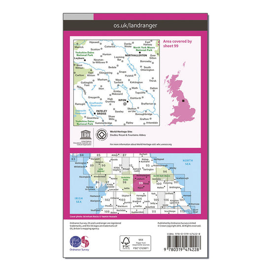 Landranger Active 99 Northallerton  Ripon Pateley Bridge  Leyburn Map With Digital Version