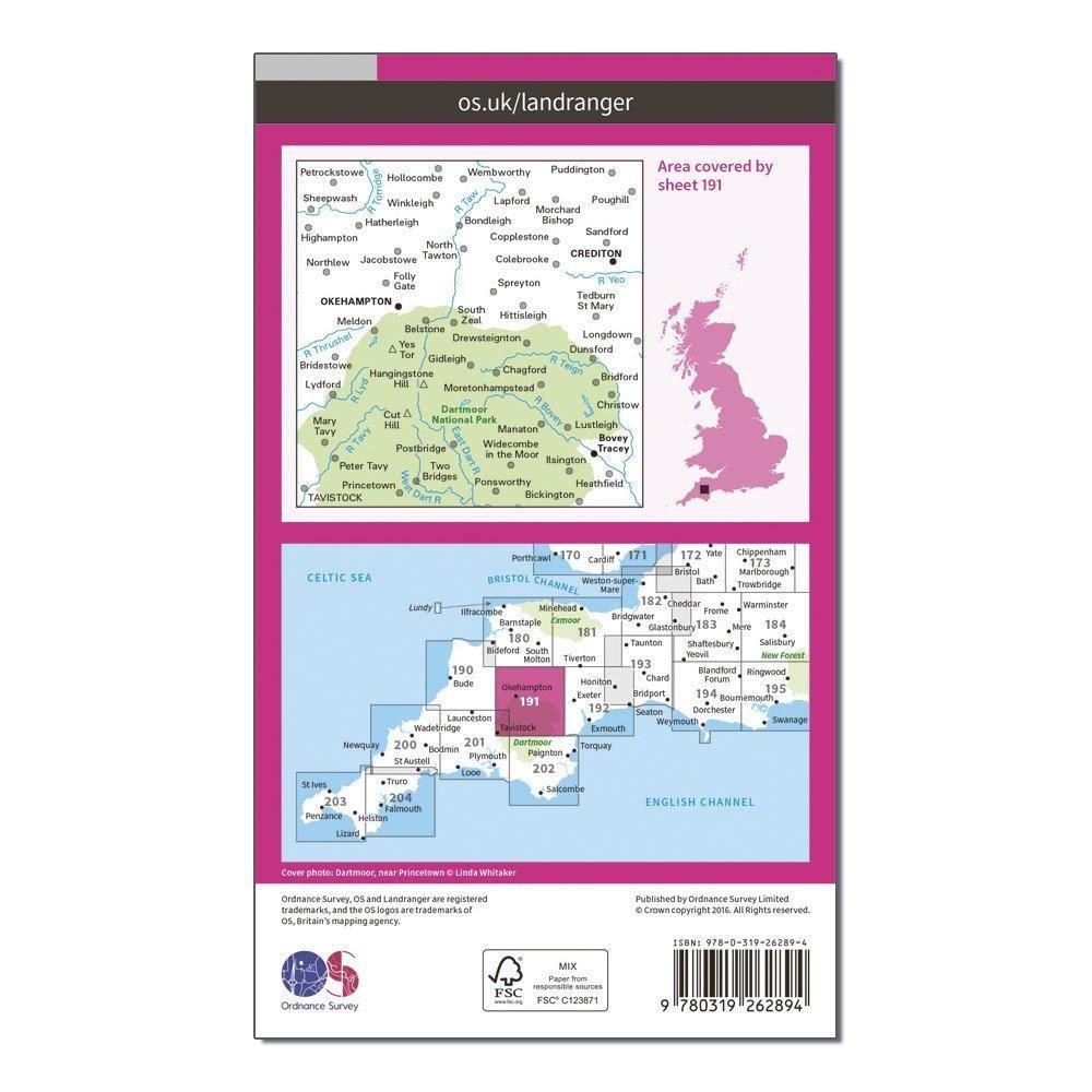 Landranger 191 Okehampton & North Dartmoor Map With Digital Version