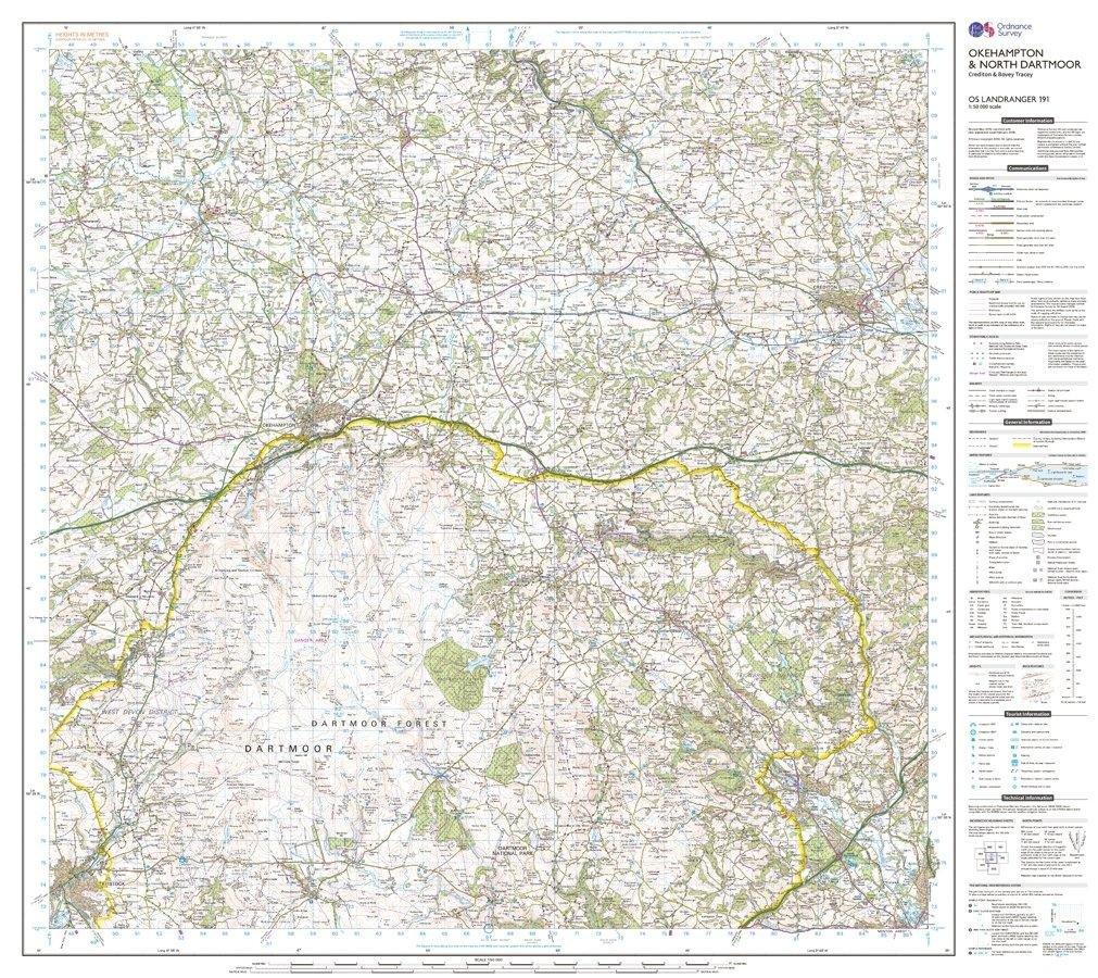 Landranger 191 Okehampton & North Dartmoor Map With Digital Version