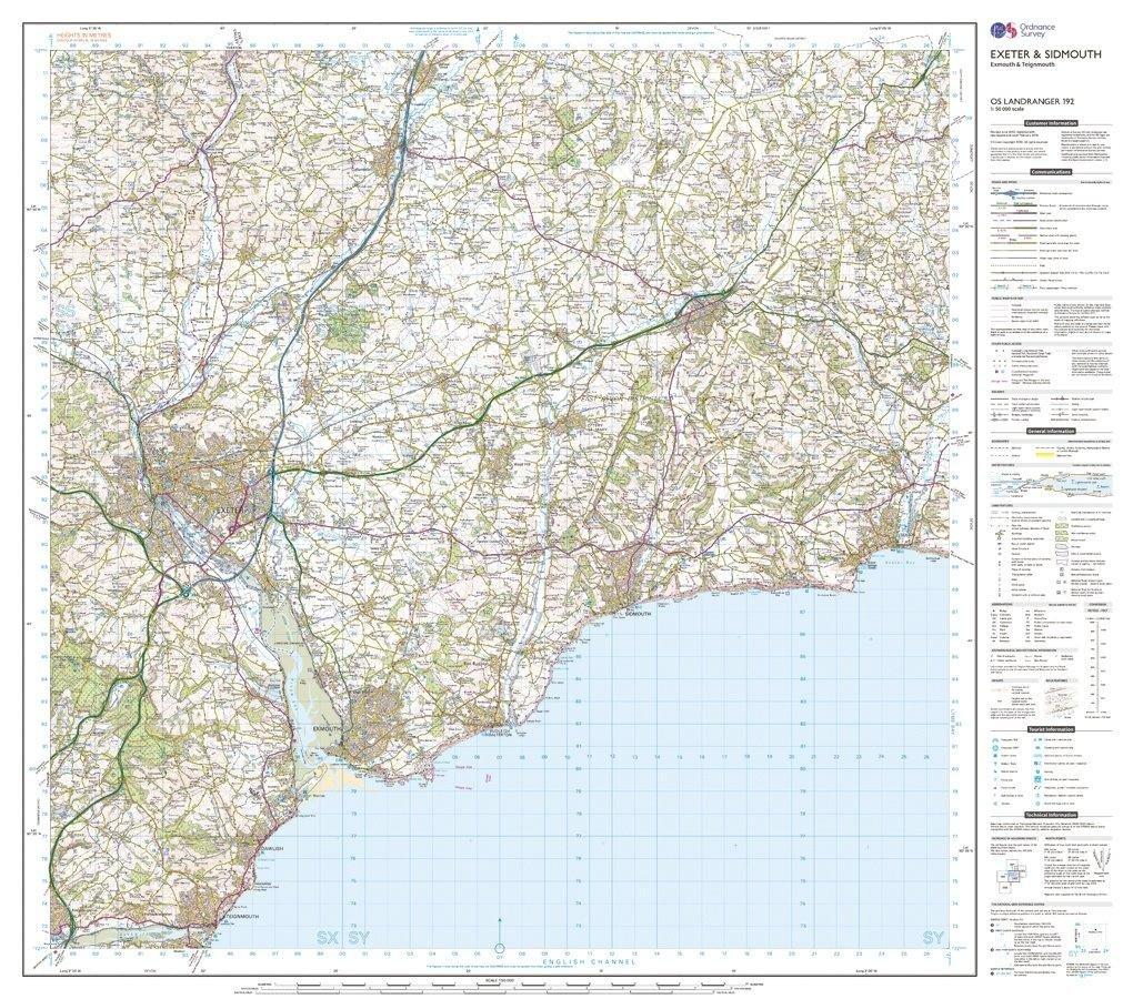 Landranger 192 Exeter & Sidmouth, Exmouth & Teignmouth Map With Digital Version