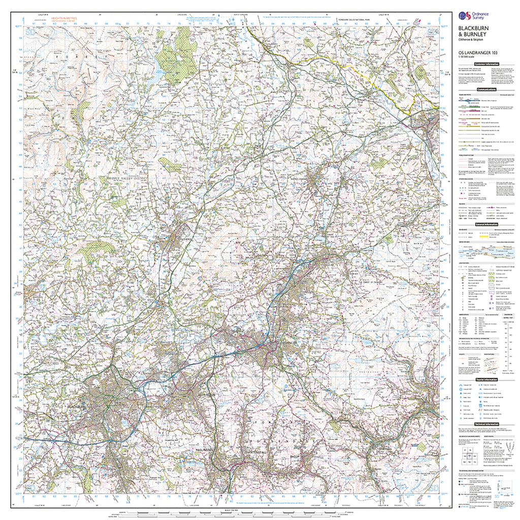 Landranger 103 Blackburn & Burnley, Clitheroe & Skipton Map