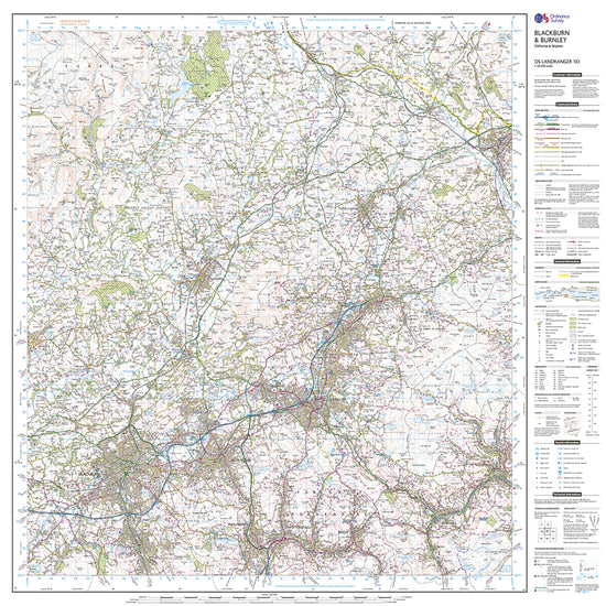 Landranger 103 Blackburn & Burnley, Clitheroe & Skipton Map