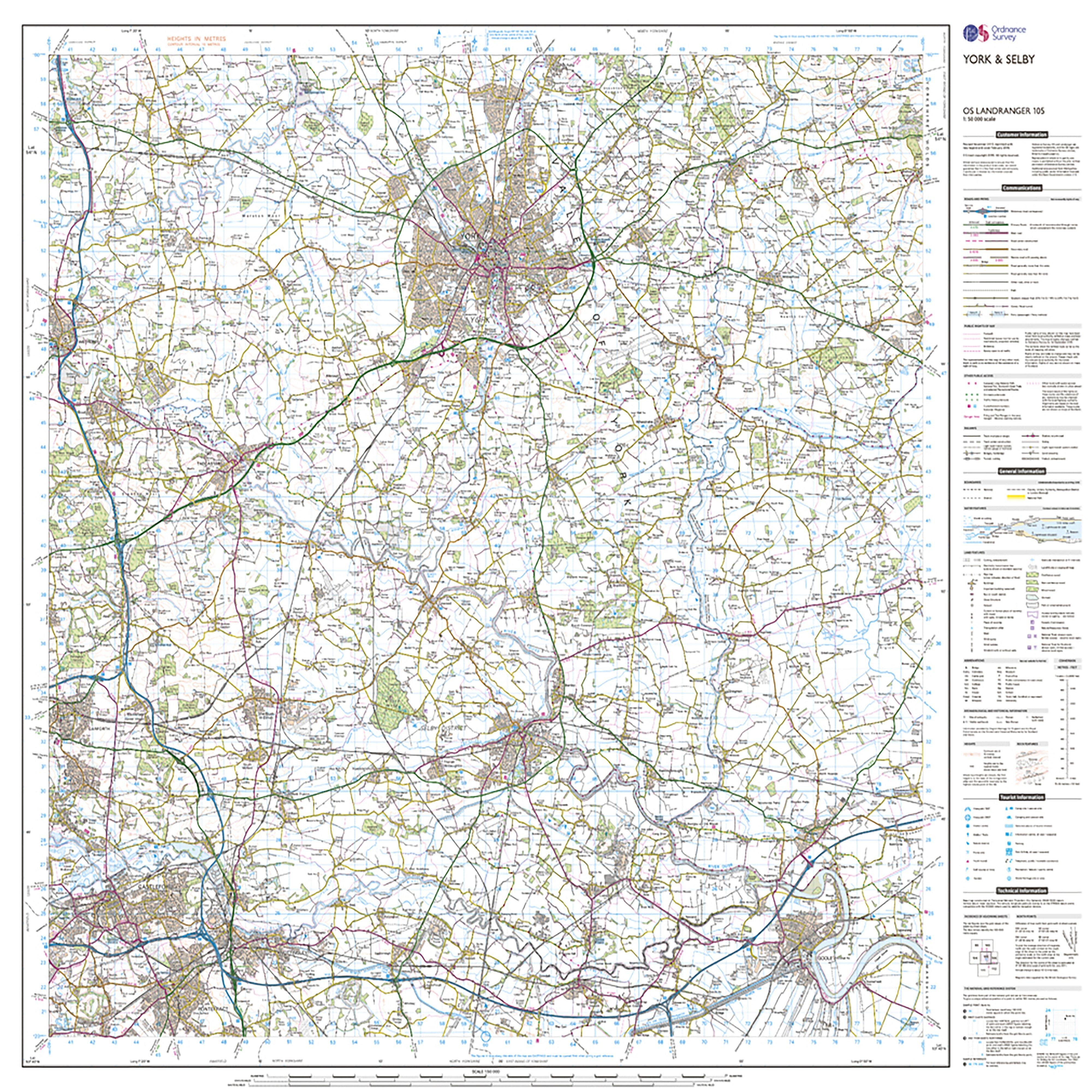 Landranger Active 105 York  Selby Map With Digital Version