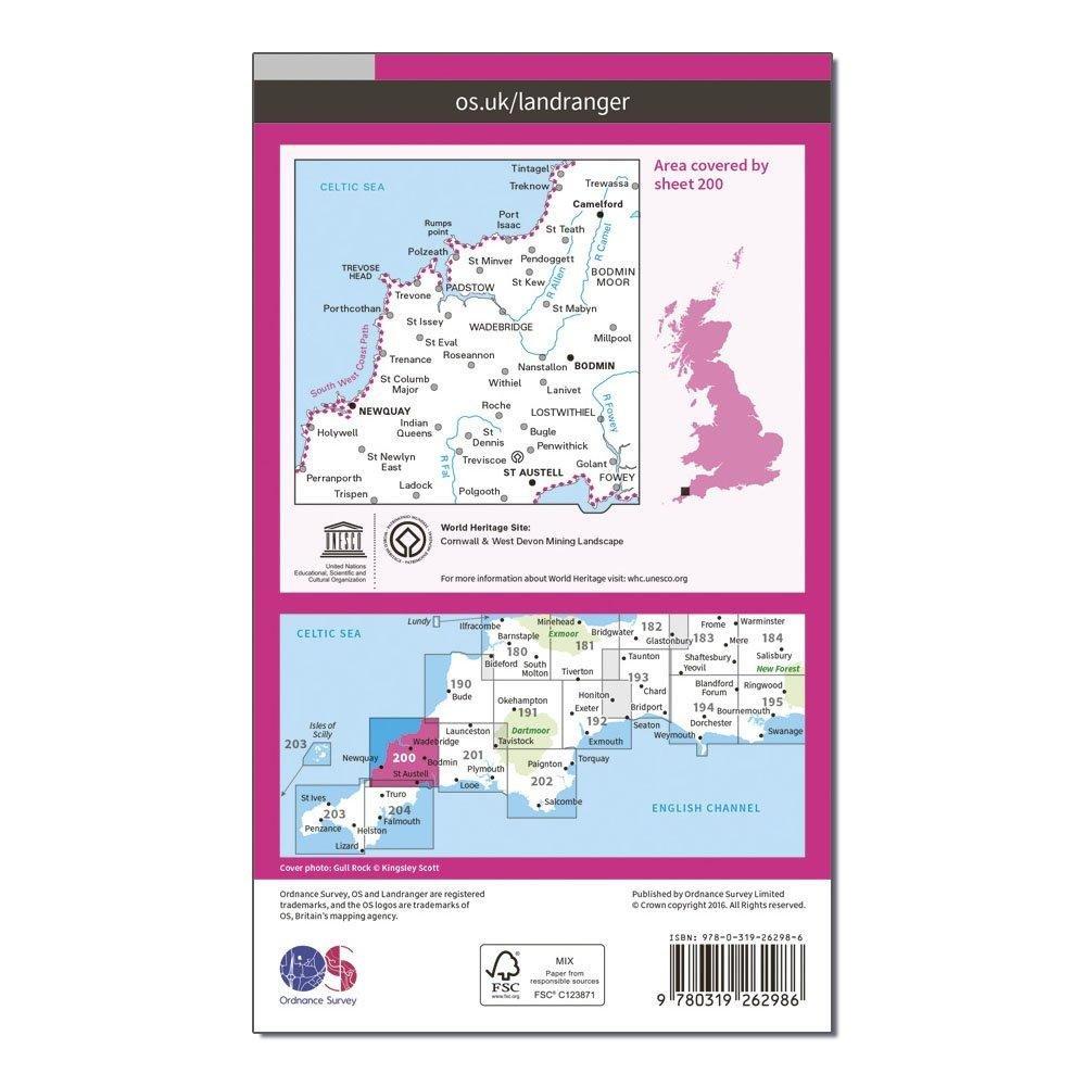 Landranger 200 Newquay & Bodmin, Camelford & St Austell Map With Digital Version