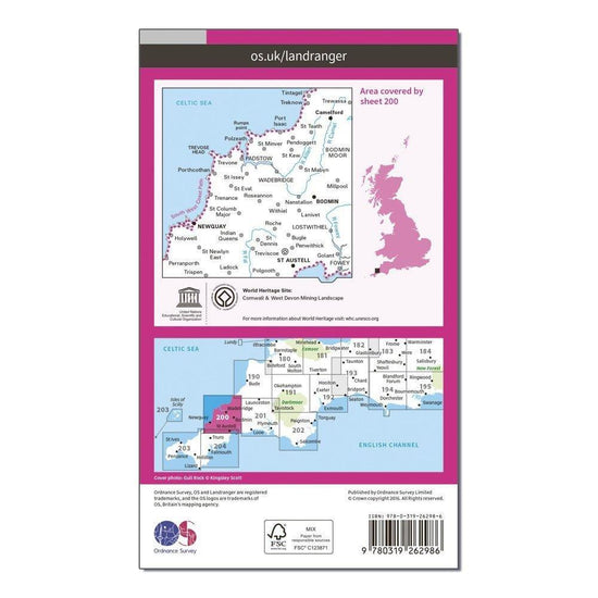 Landranger 200 Newquay & Bodmin, Camelford & St Austell Map With Digital Version