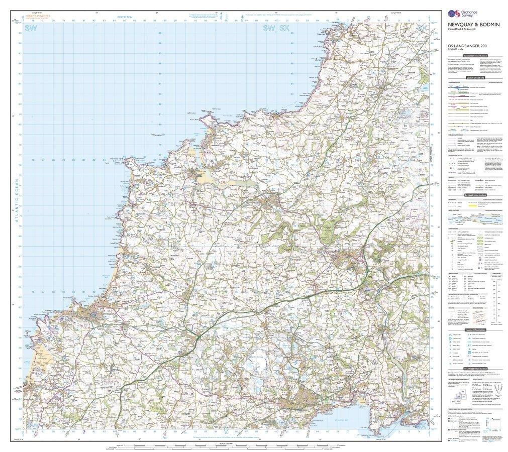 Landranger 200 Newquay & Bodmin, Camelford & St Austell Map With Digital Version