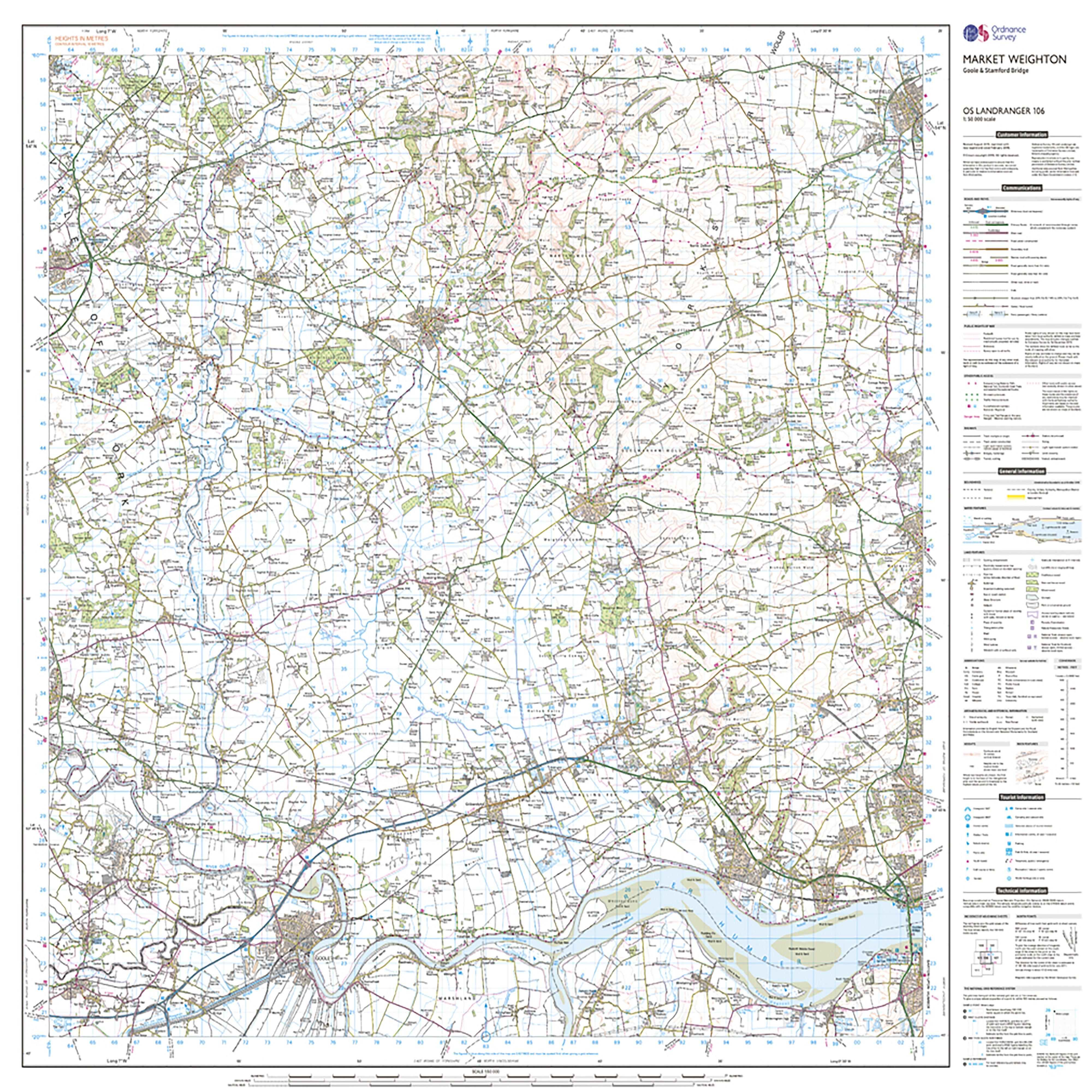 Landranger Active 106 Market Weighton, Goole & Stamford Bridge Map With Digital Version