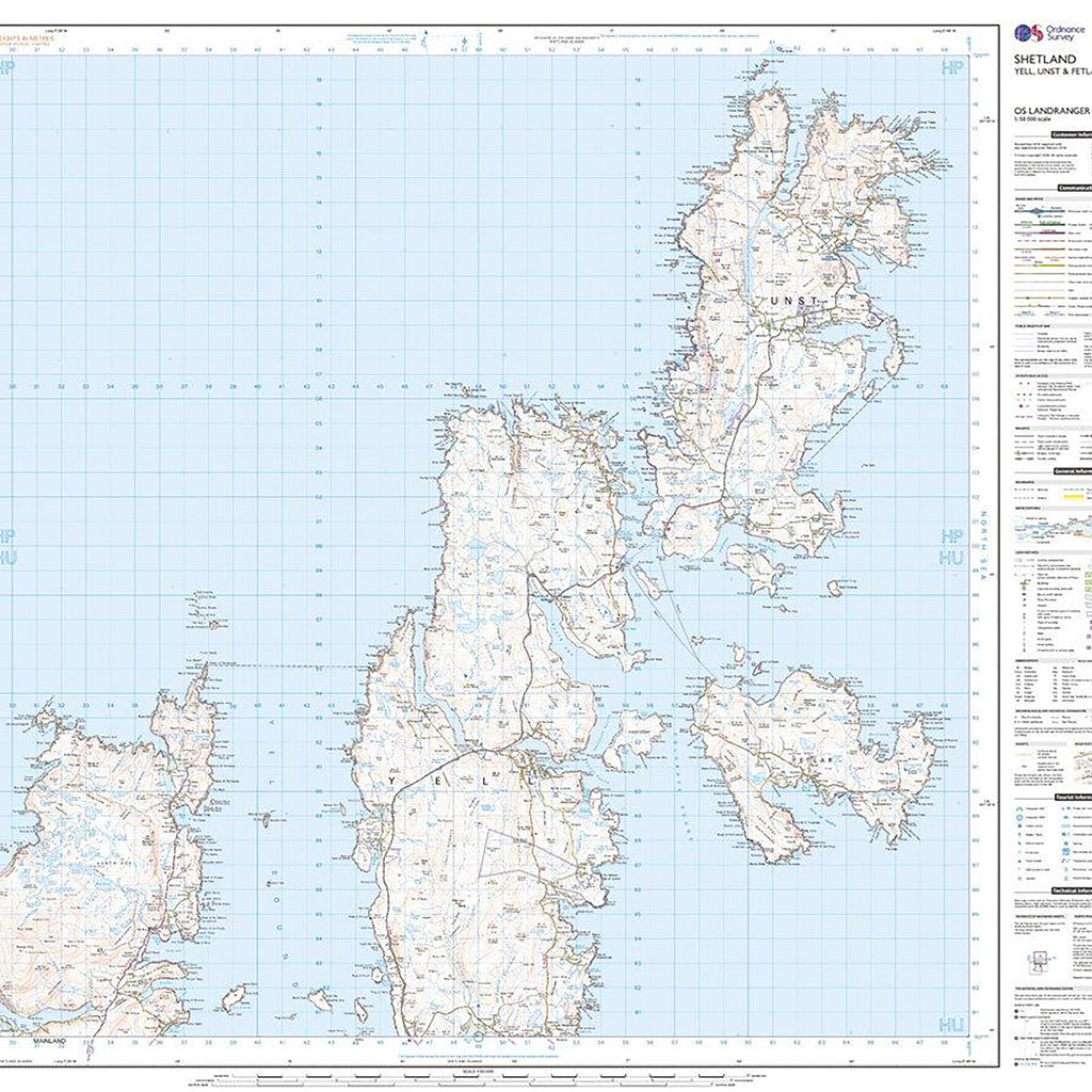 Landranger Active 1 - Shetland Yell, Unst and Fetlar Map With Digital Version