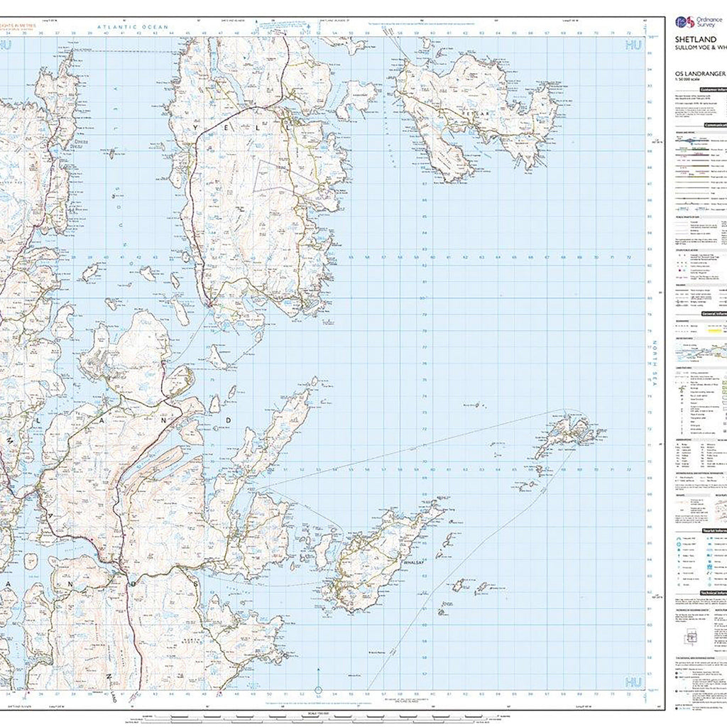 Landranger 2 Shetland Sullom Voe & Whalsay Map With Digital Version