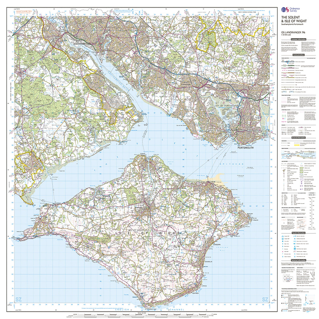 Landranger Active 196 The Solent & the Isle of Wight, Southampton & Portsmouth Map With Digital Version