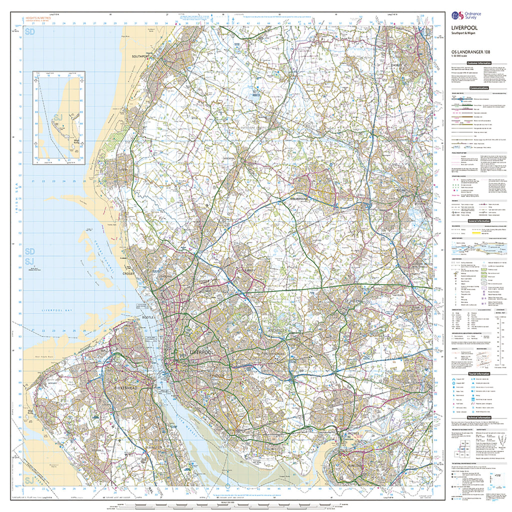 Landranger Active 108 Liverpool Southport  Wigan Map With Digital Version