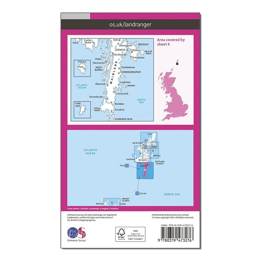 Landranger Active 4 Shetland  South Mainland Map With Digital Version